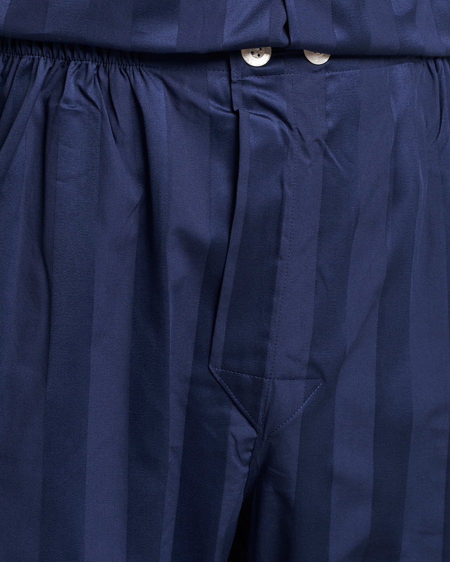Herr | Pyjamas & Morgonrockar | Derek Rose | Striped Cotton Satin Pyjama Set Navy