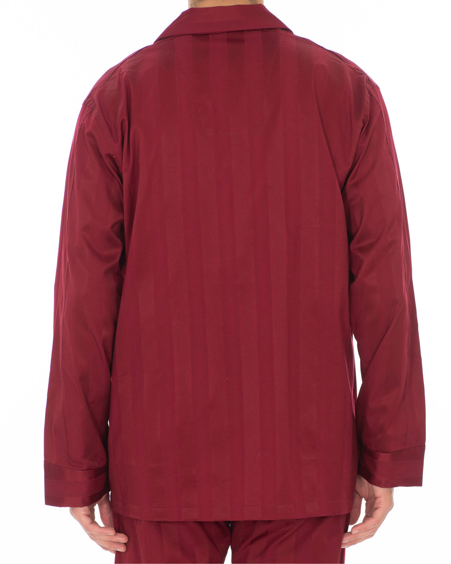 Herr | Pyjamas & Morgonrockar | Derek Rose | Cotton Satin Striped Pyjama Set Wine Red