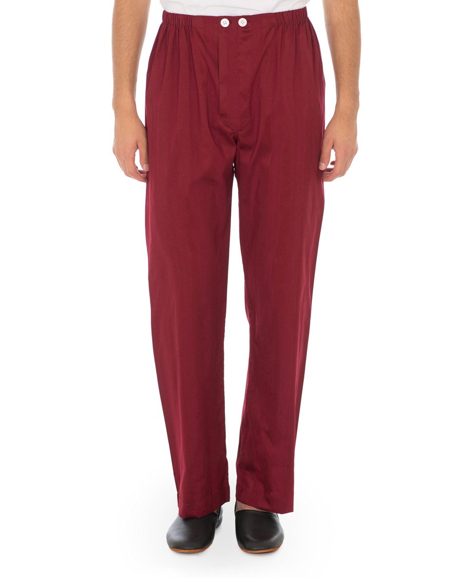 Herr | Pyjamas & Morgonrockar | Derek Rose | Cotton Satin Striped Pyjama Set Wine Red