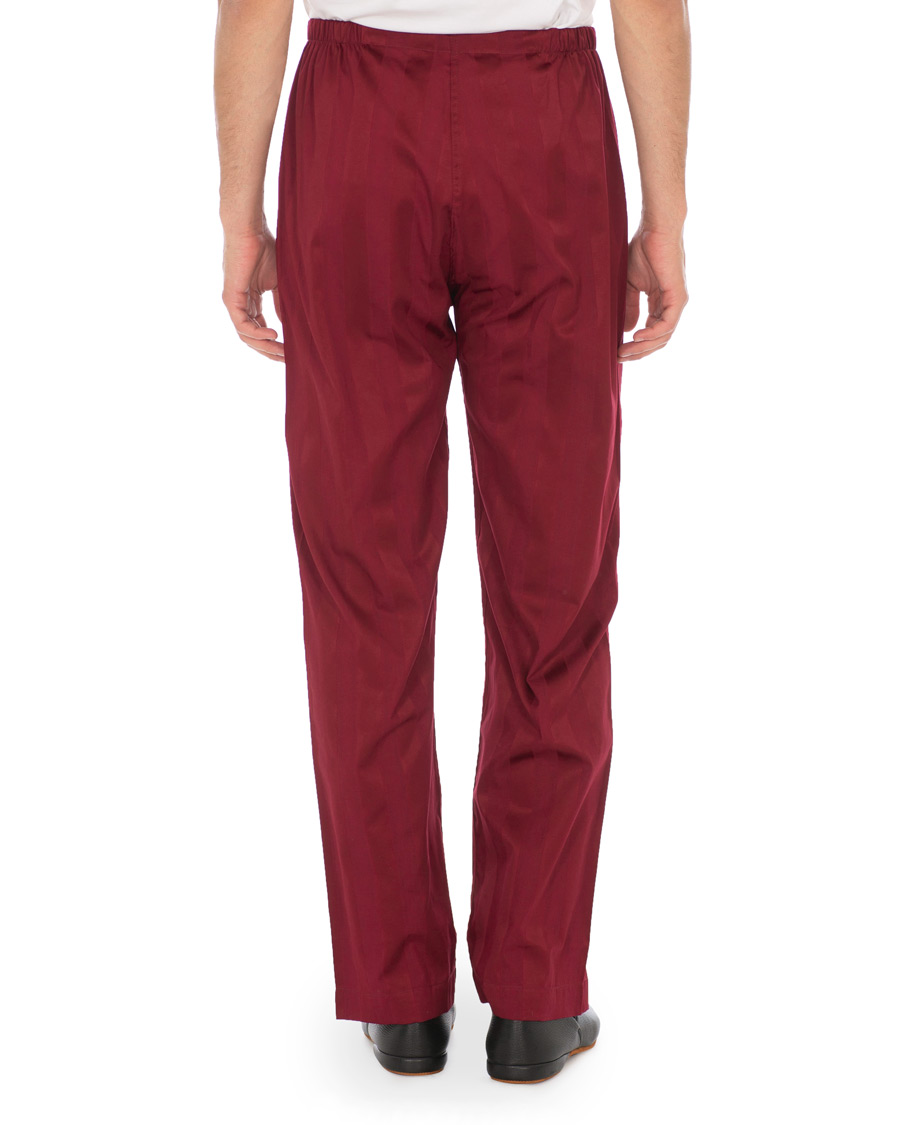 Herr | Pyjamas & Morgonrockar | Derek Rose | Cotton Satin Striped Pyjama Set Wine Red
