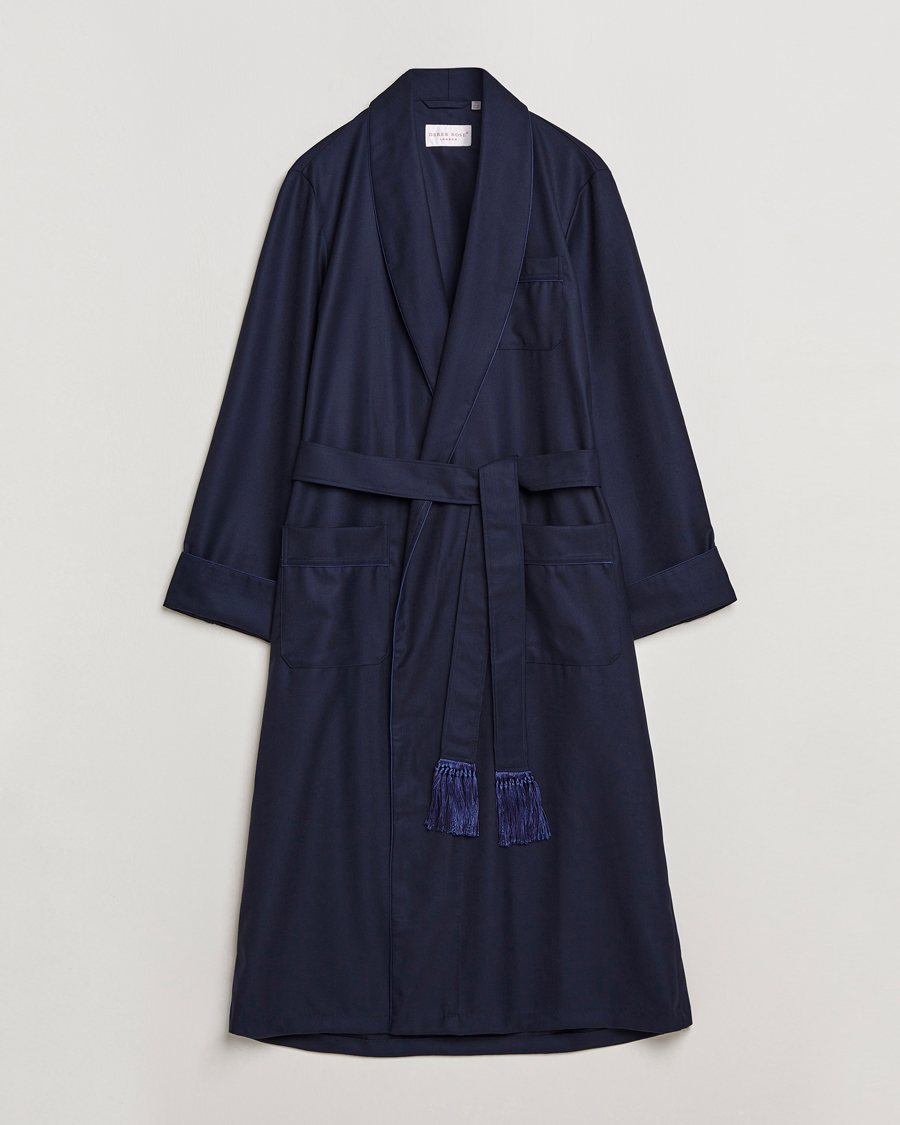 Herr | | Derek Rose | Pure Wool Dressing Gown Navy