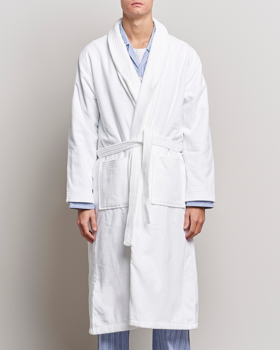 Herr | Pyjamas & Morgonrockar | Derek Rose | Cotton Velour Gown White