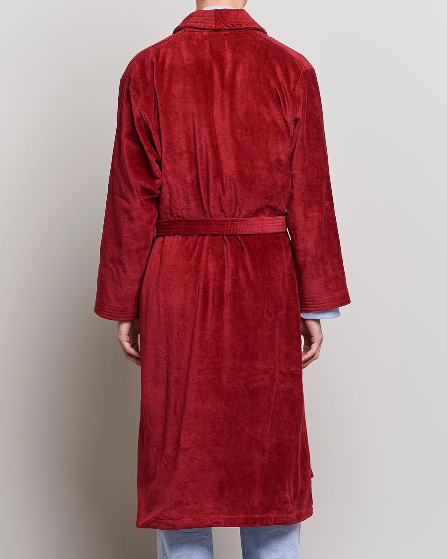Herr | Pyjamas & Morgonrockar | Derek Rose | Cotton Velour Gown Wine Red