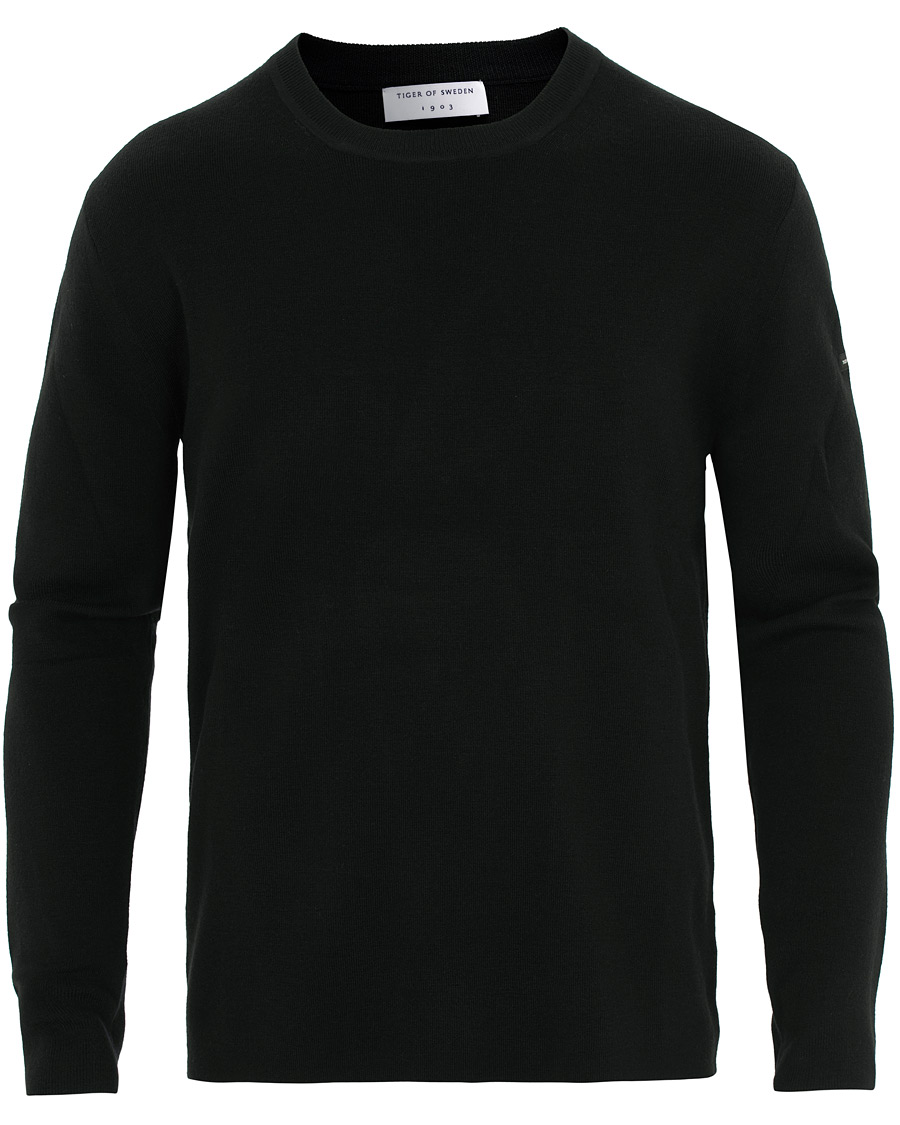 Herr | Tröjor | Tiger of Sweden | Harvik Wool Logo Crew Neck Black