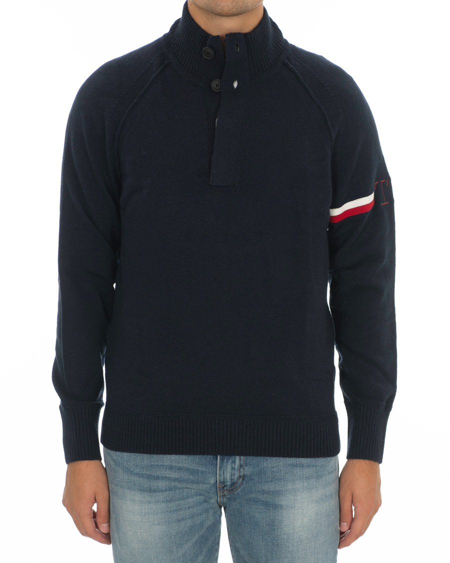 Herr | Tröjor | Tommy Hilfiger | Monogram Button Mock Neck Sky Captain