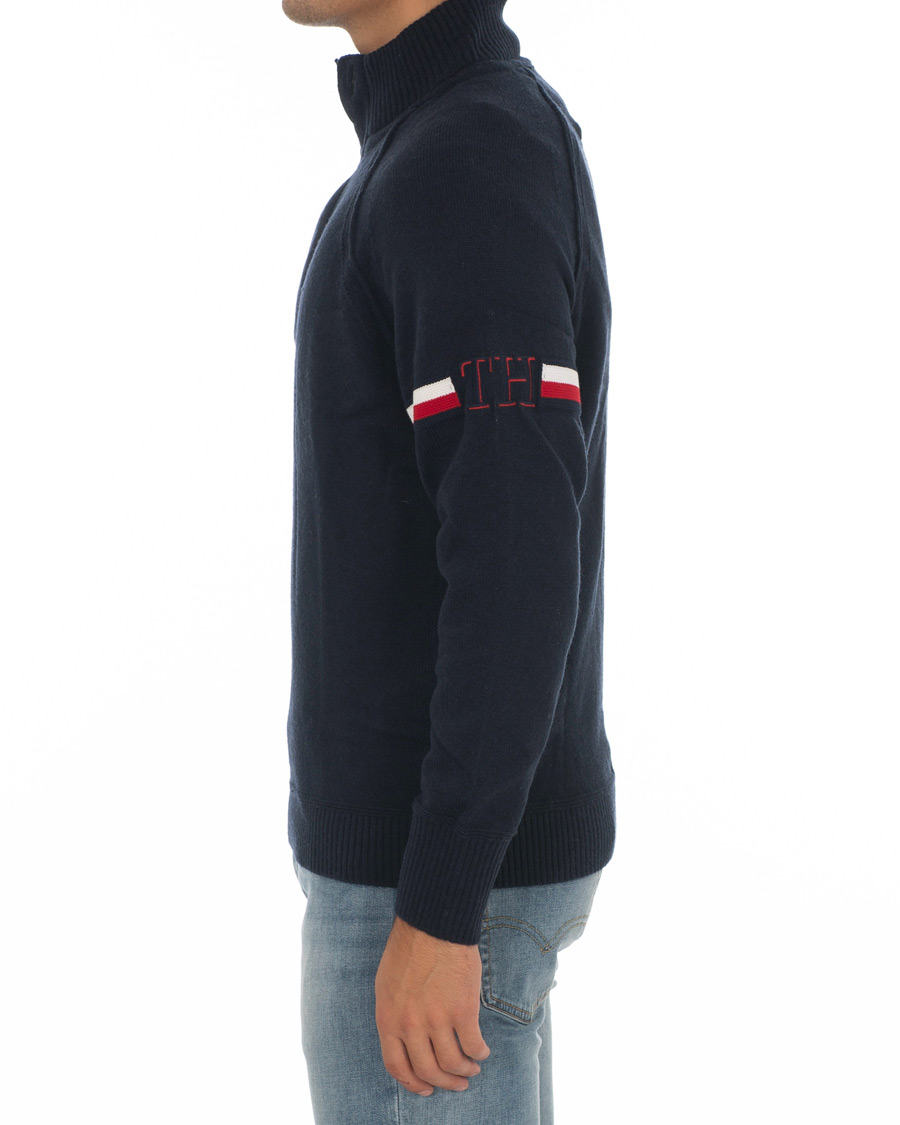 Herr | Tröjor | Tommy Hilfiger | Monogram Button Mock Neck Sky Captain