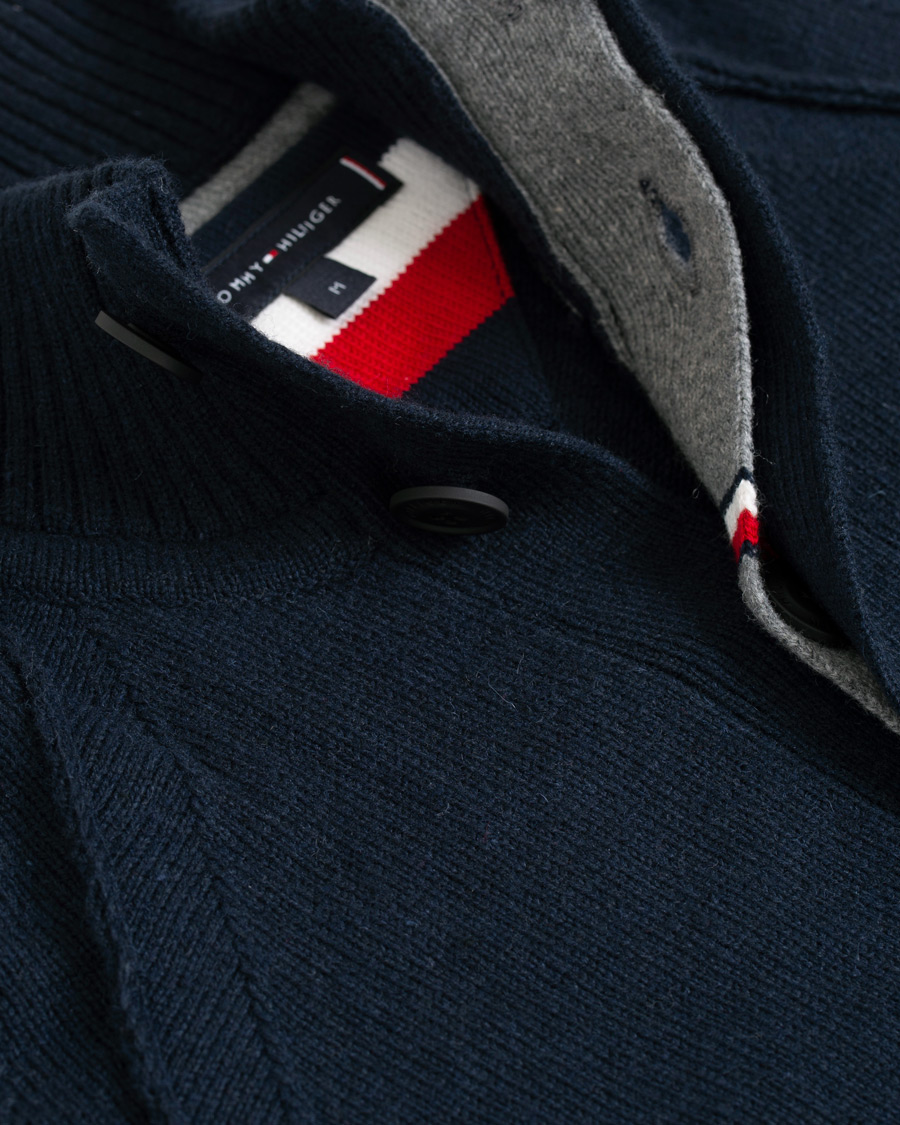 Herr | Tröjor | Tommy Hilfiger | Monogram Button Mock Neck Sky Captain
