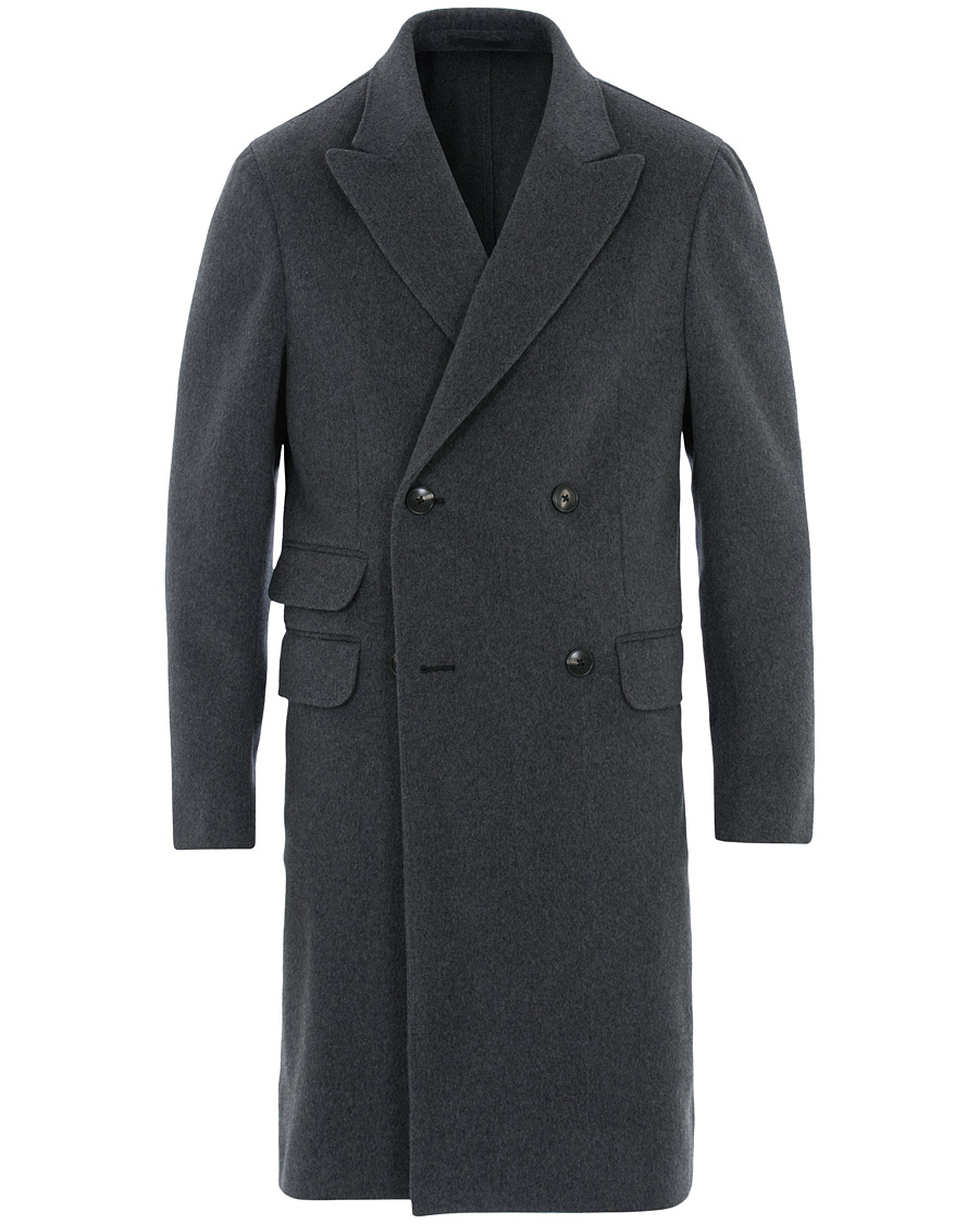 Herr | Jackor | Z Zegna | Double Breasted Unlined Beaver Wool Coat Grey Melange