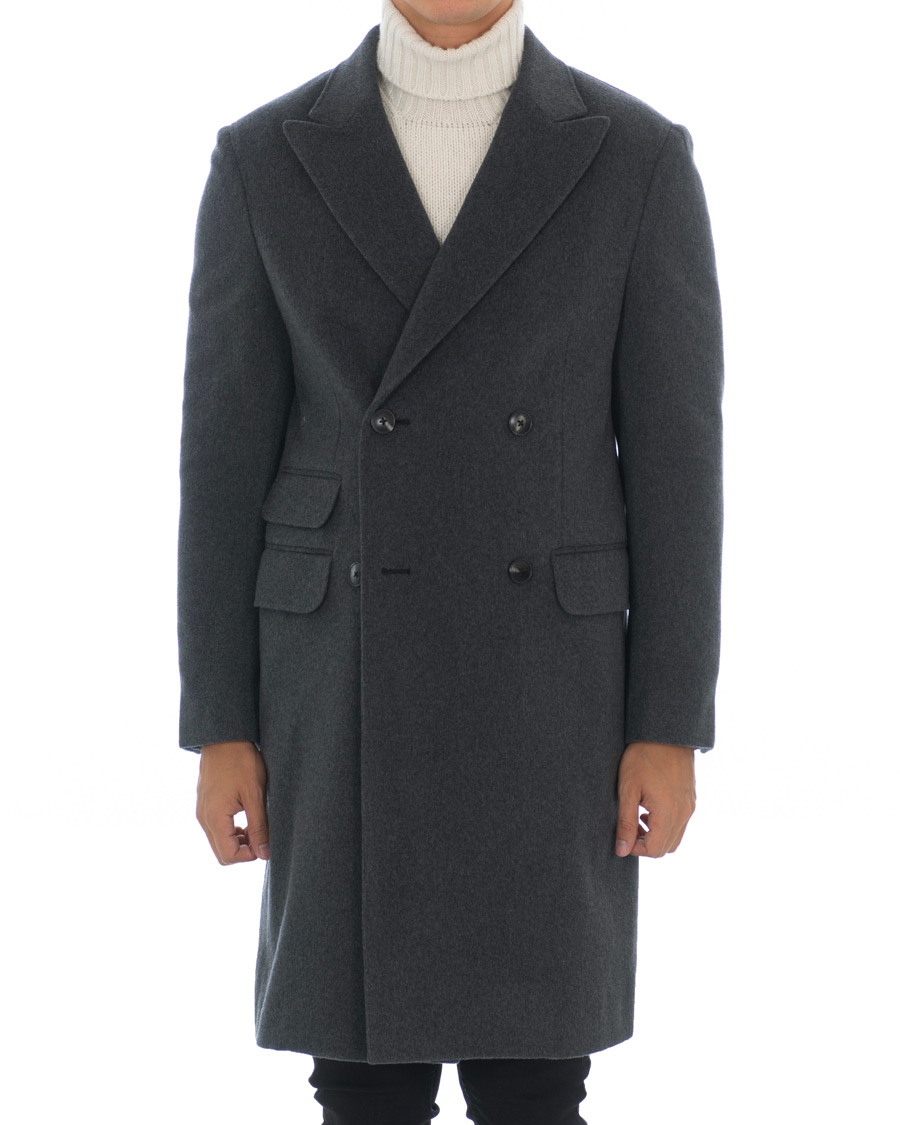 Herr | Jackor | Z Zegna | Double Breasted Unlined Beaver Wool Coat Grey Melange