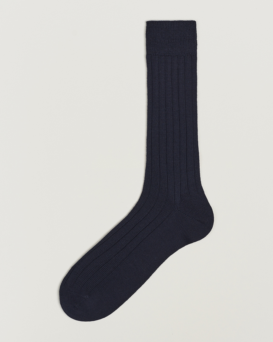 Herr | Underkläder | Bresciani | Wool/Nylon Heavy Ribbed Socks Navy