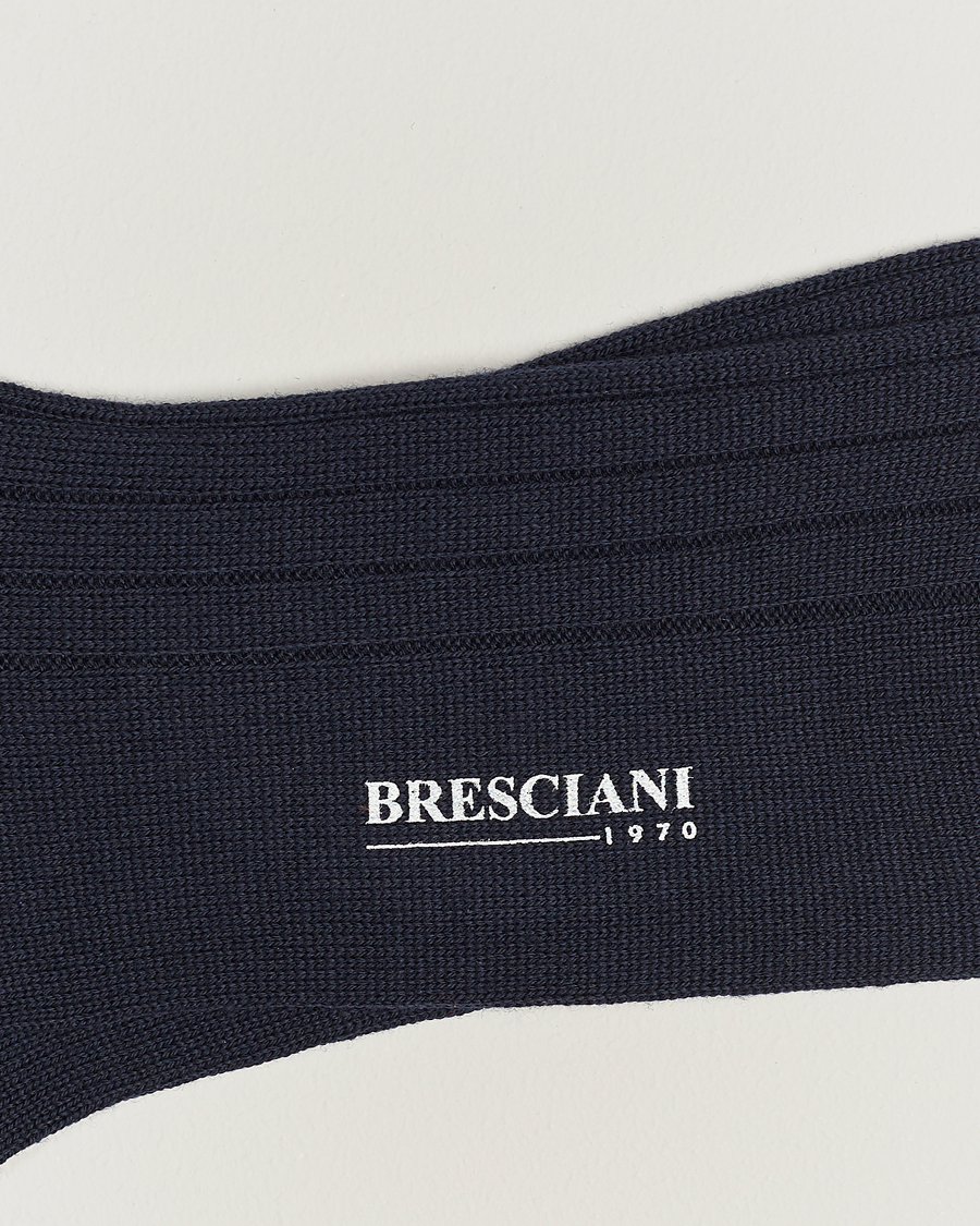 Herr |  | Bresciani | Wool/Nylon Heavy Ribbed Socks Navy