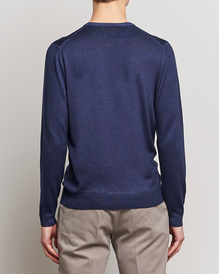 Herr | Tröjor | Gran Sasso | Vintage Merino Fashion Fit Crew Neck Pullover Navy