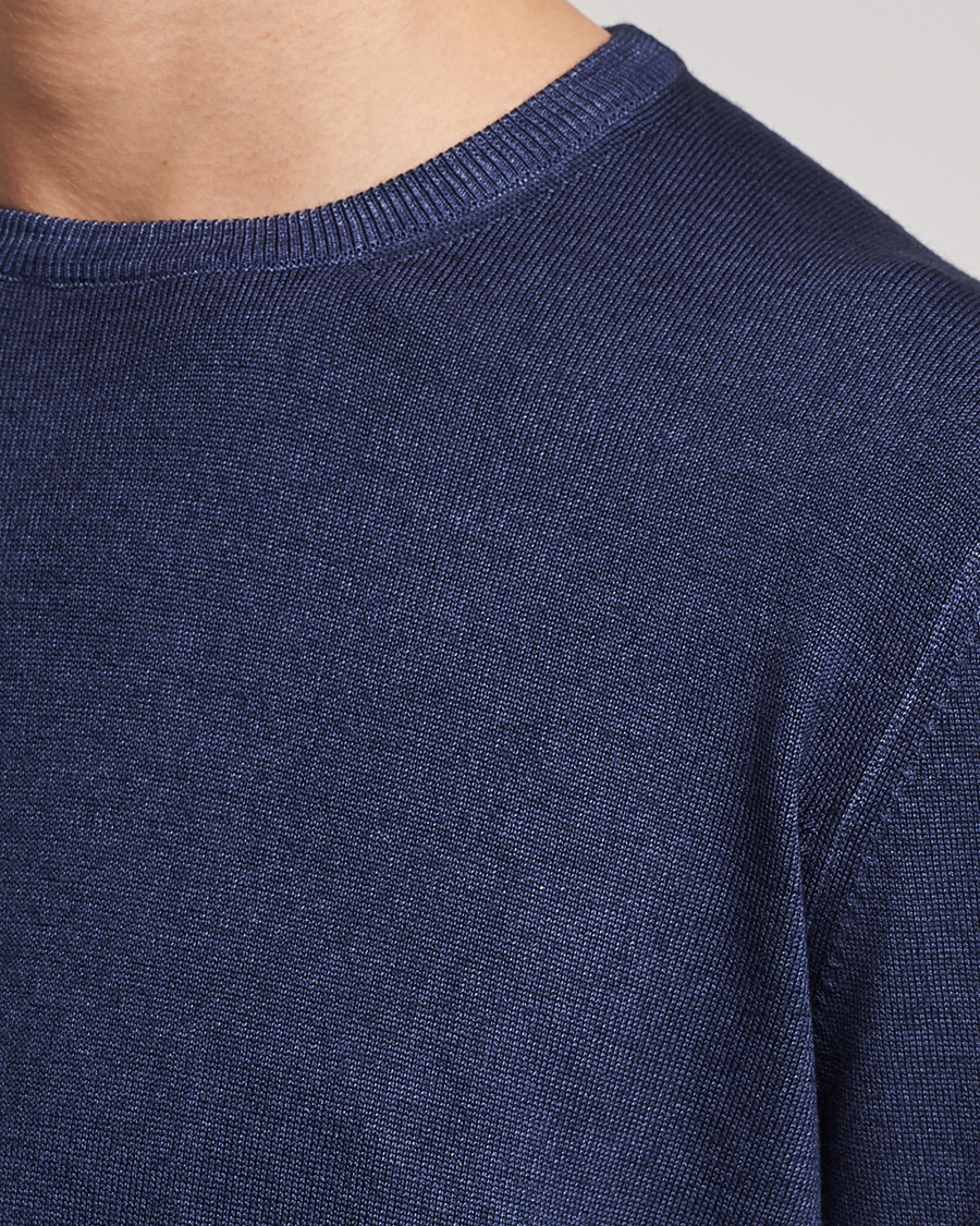 Herr | Tröjor | Gran Sasso | Vintage Merino Fashion Fit Crew Neck Pullover Navy