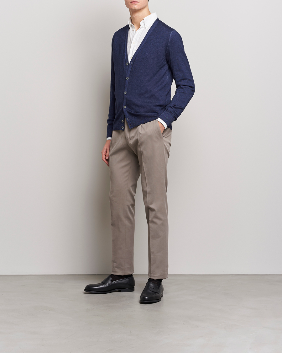 Herr | Tröjor | Gran Sasso | Vintage Merino Fashion Fit Cardigan Navy