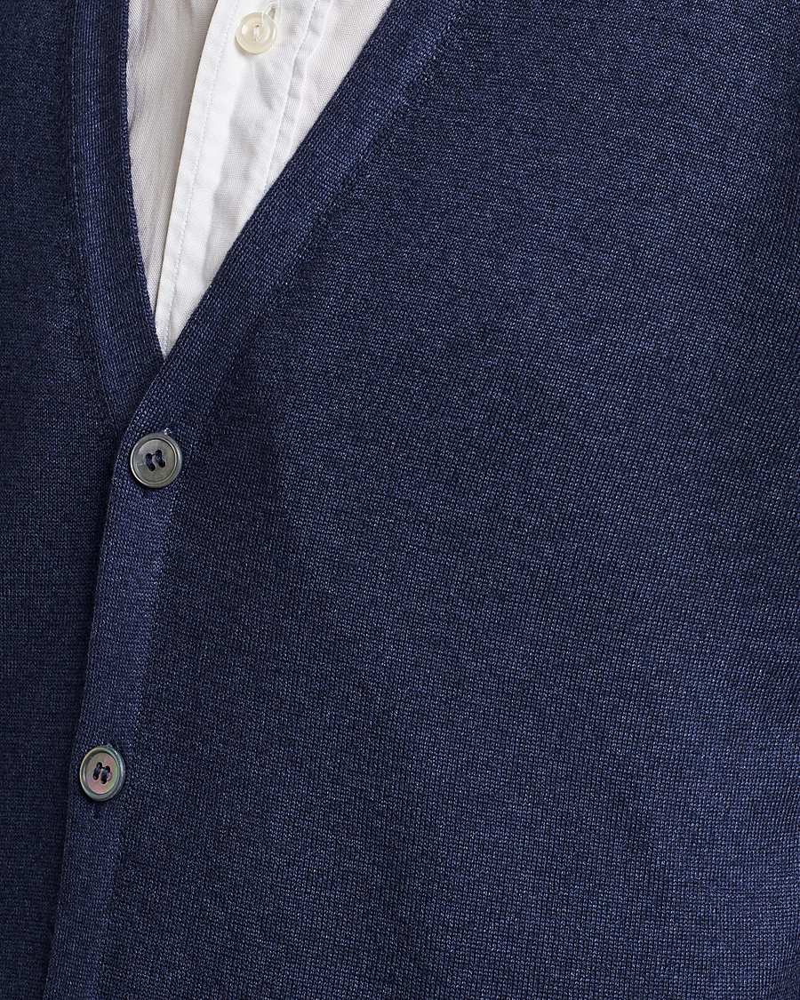 Herr | Tröjor | Gran Sasso | Vintage Merino Fashion Fit Cardigan Navy