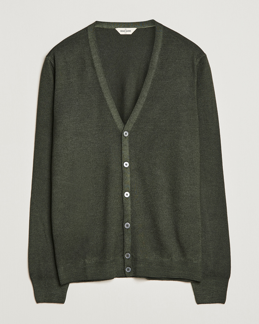 Herr | Tröjor | Gran Sasso | Vintage Merino Fashion Fit Cardigan Green