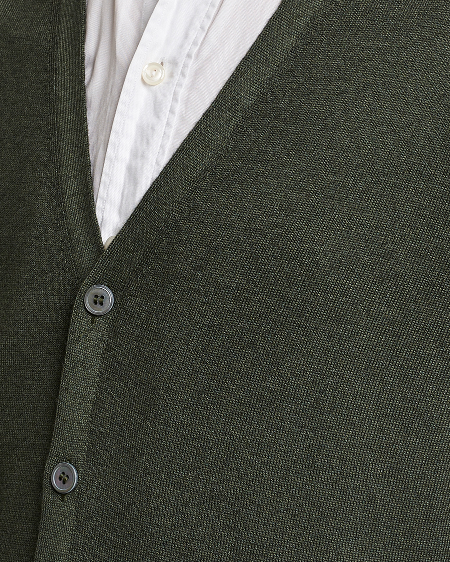 Herr | Tröjor | Gran Sasso | Vintage Merino Fashion Fit Cardigan Green