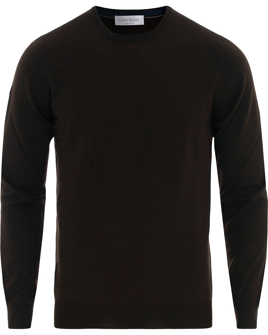 Herr | Tröjor | Gran Sasso | Merino Fashion Fit Crew Neck Pullover Brown