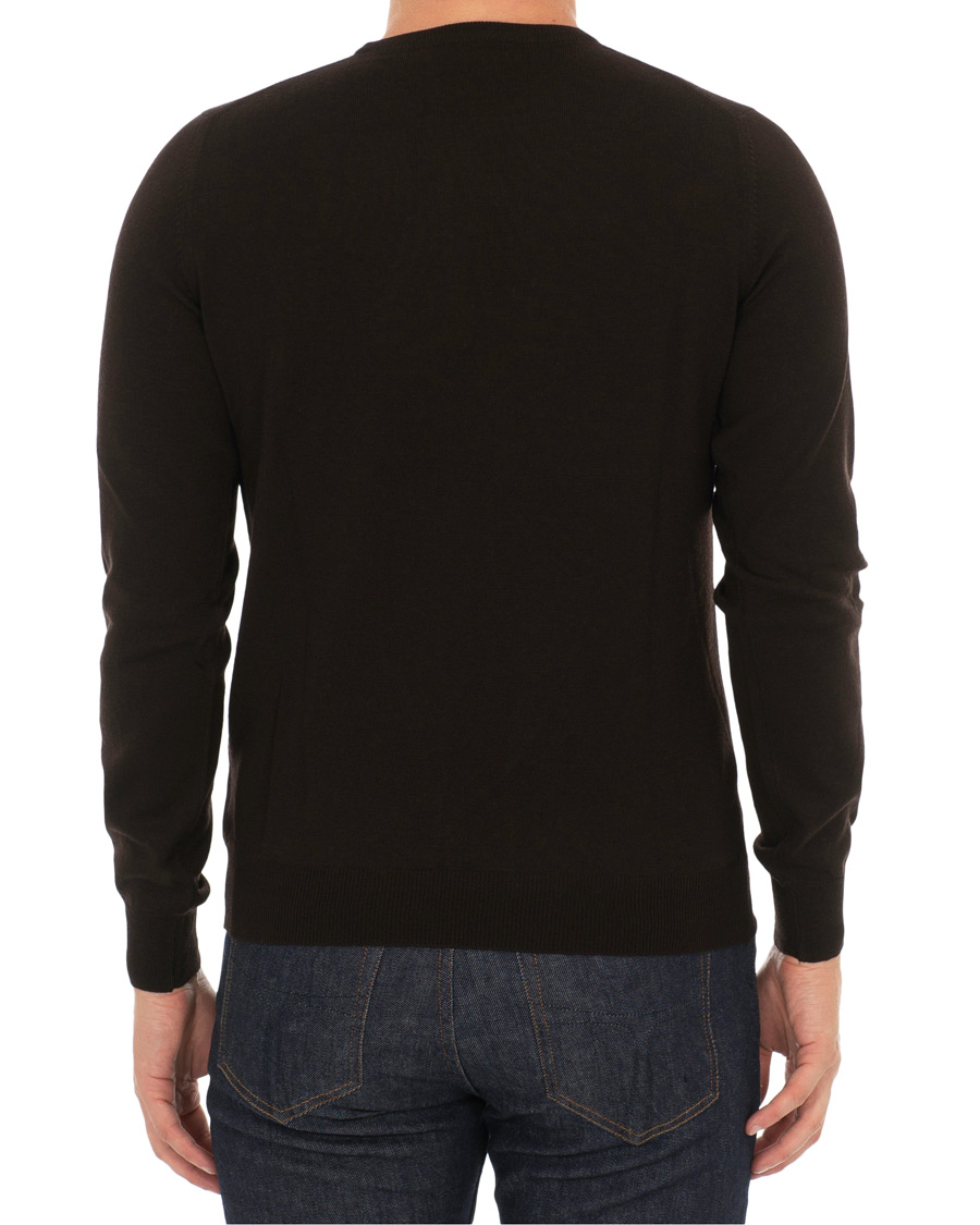 Herr | Tröjor | Gran Sasso | Merino Fashion Fit Crew Neck Pullover Brown