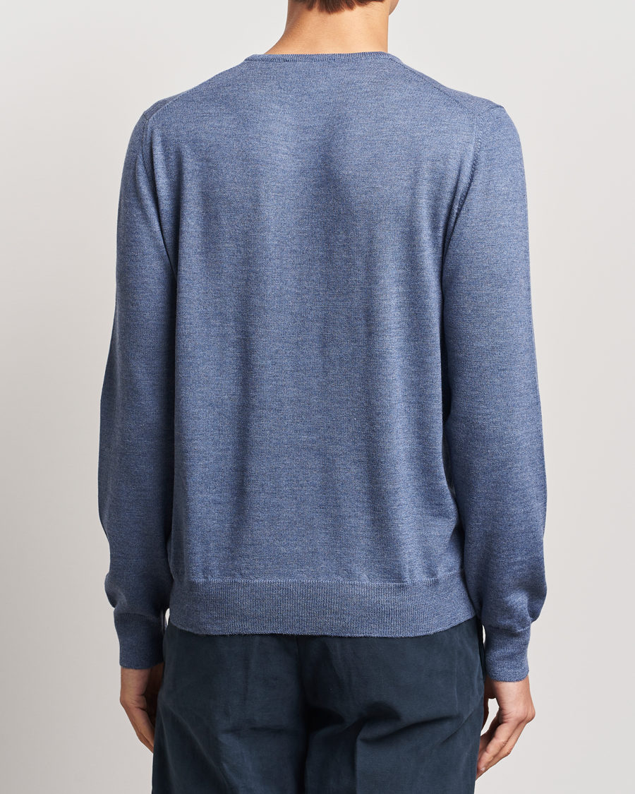 Herr | Tröjor | Gran Sasso | Merino Fashion Fit Crew Neck Pullover Blue Melange