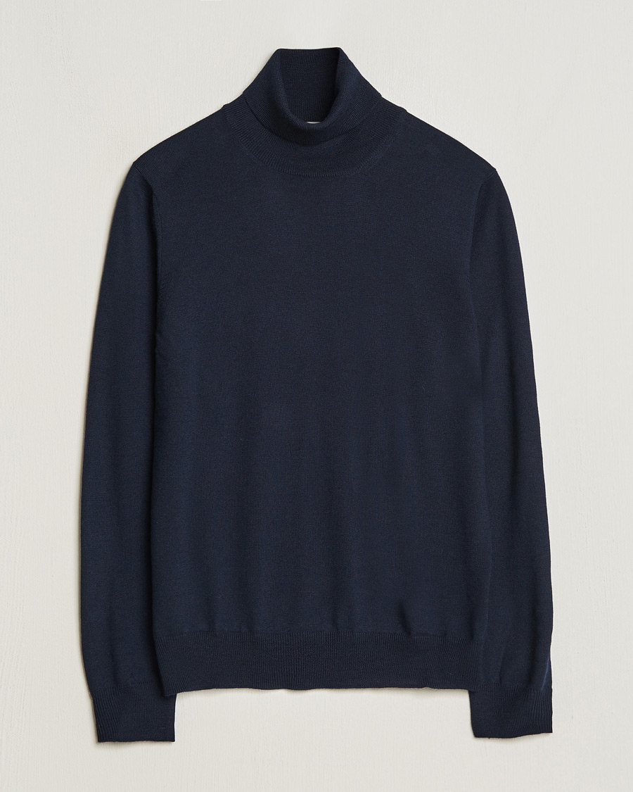 Herr | Tröjor | Gran Sasso | Merino Fashion Fit Rollneck Navy