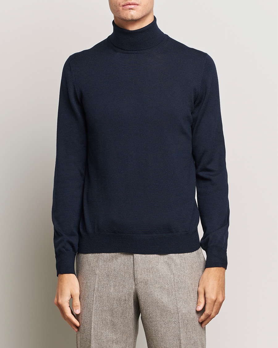 Herr | Tröjor | Gran Sasso | Merino Fashion Fit Rollneck Navy