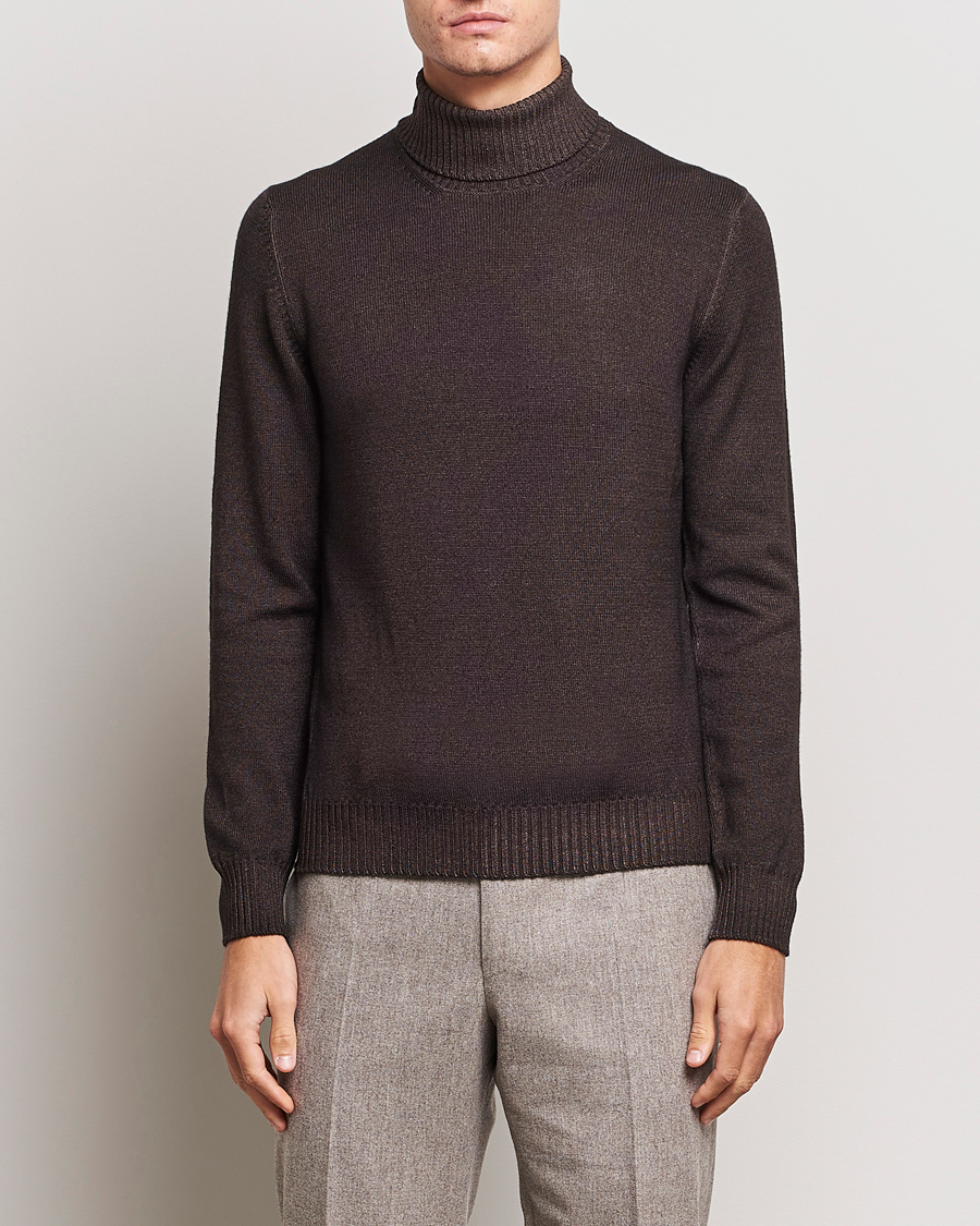 Herr | Tröjor | Gran Sasso | Vintage Merino Fashion Fit Polo Brown