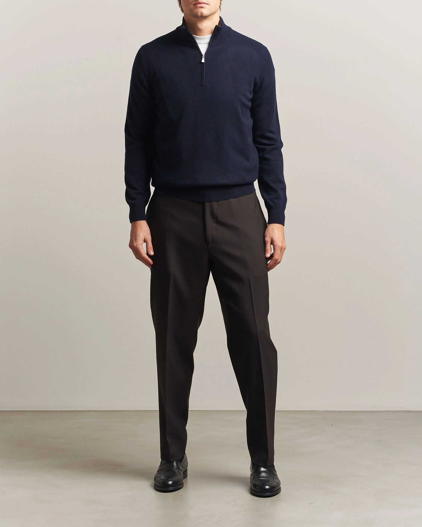 Herr | Tröjor | Gran Sasso | Wool/Cashmere Half Zip Navy