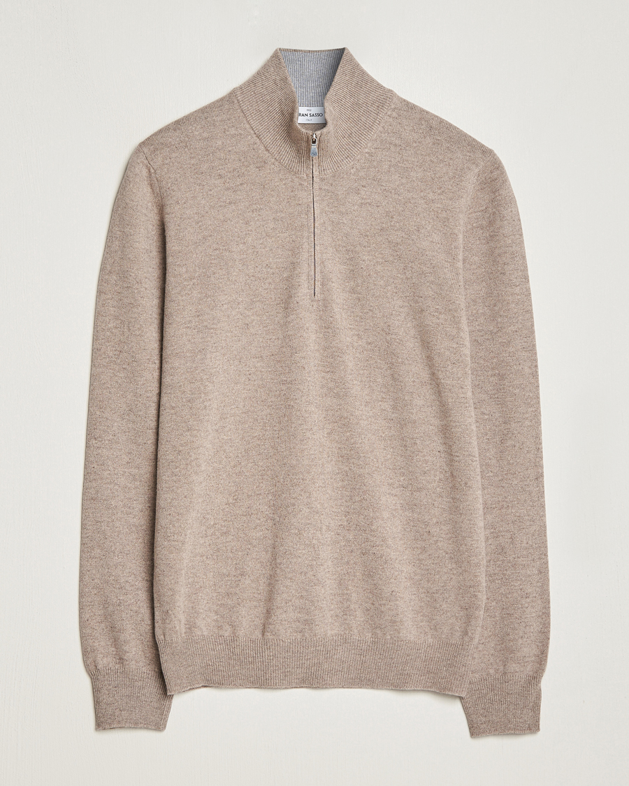 Herr | Tröjor | Gran Sasso | Wool/Cashmere Half Zip Beige
