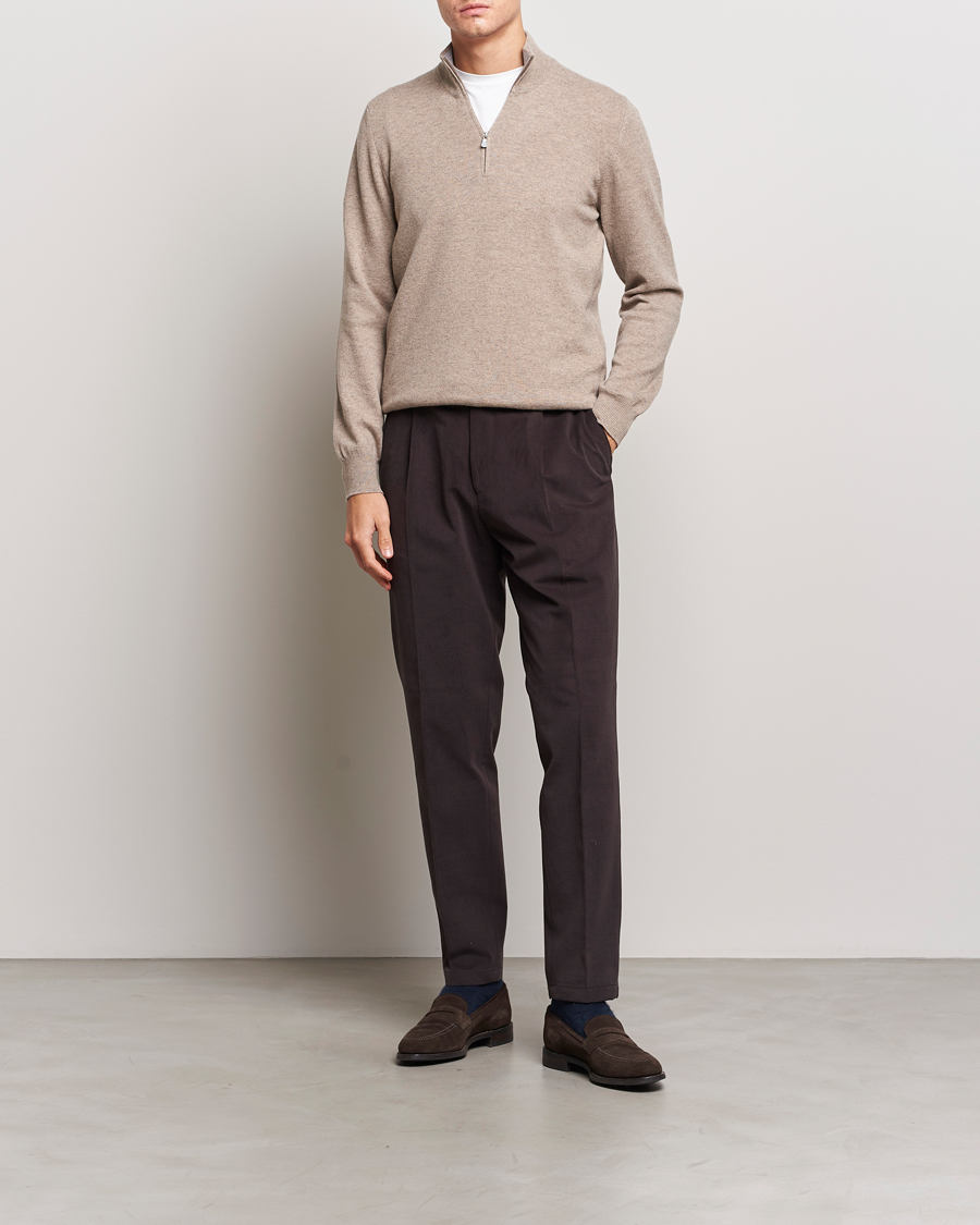 Herr | Tröjor | Gran Sasso | Wool/Cashmere Half Zip Beige
