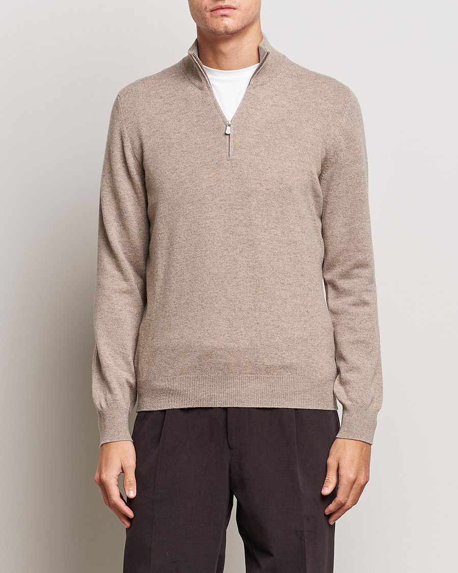 Herr | Tröjor | Gran Sasso | Wool/Cashmere Half Zip Beige