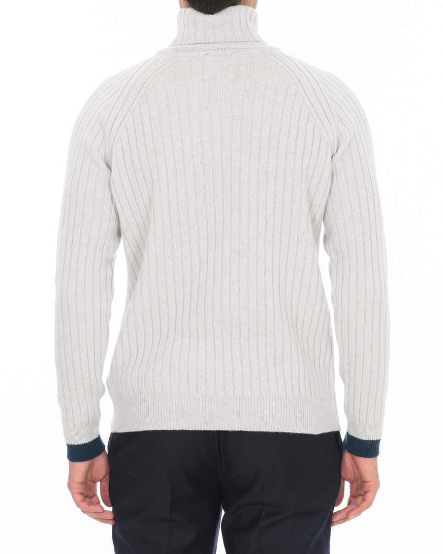 Herr | Tröjor | John Smedley | Roman Wool/Cashmere Ribbed Roll Neck Soft Grey