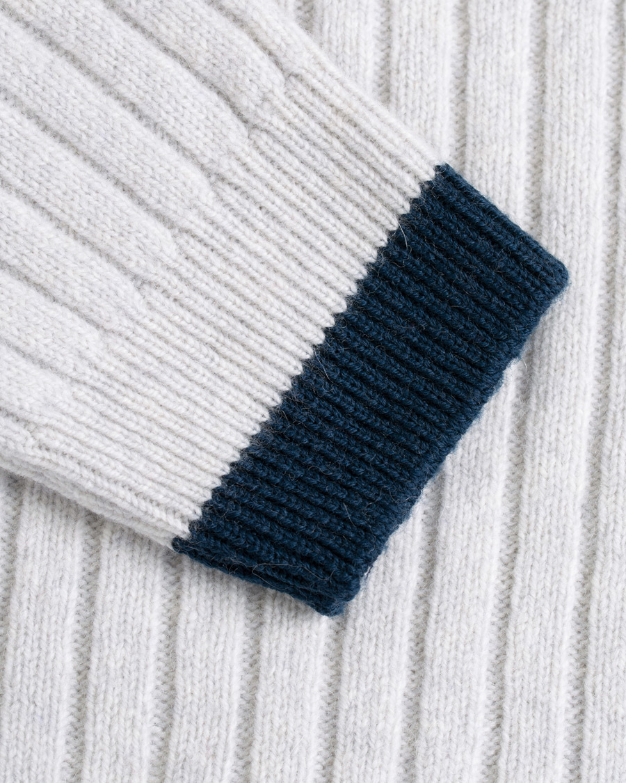 Herr | Tröjor | John Smedley | Roman Wool/Cashmere Ribbed Roll Neck Soft Grey