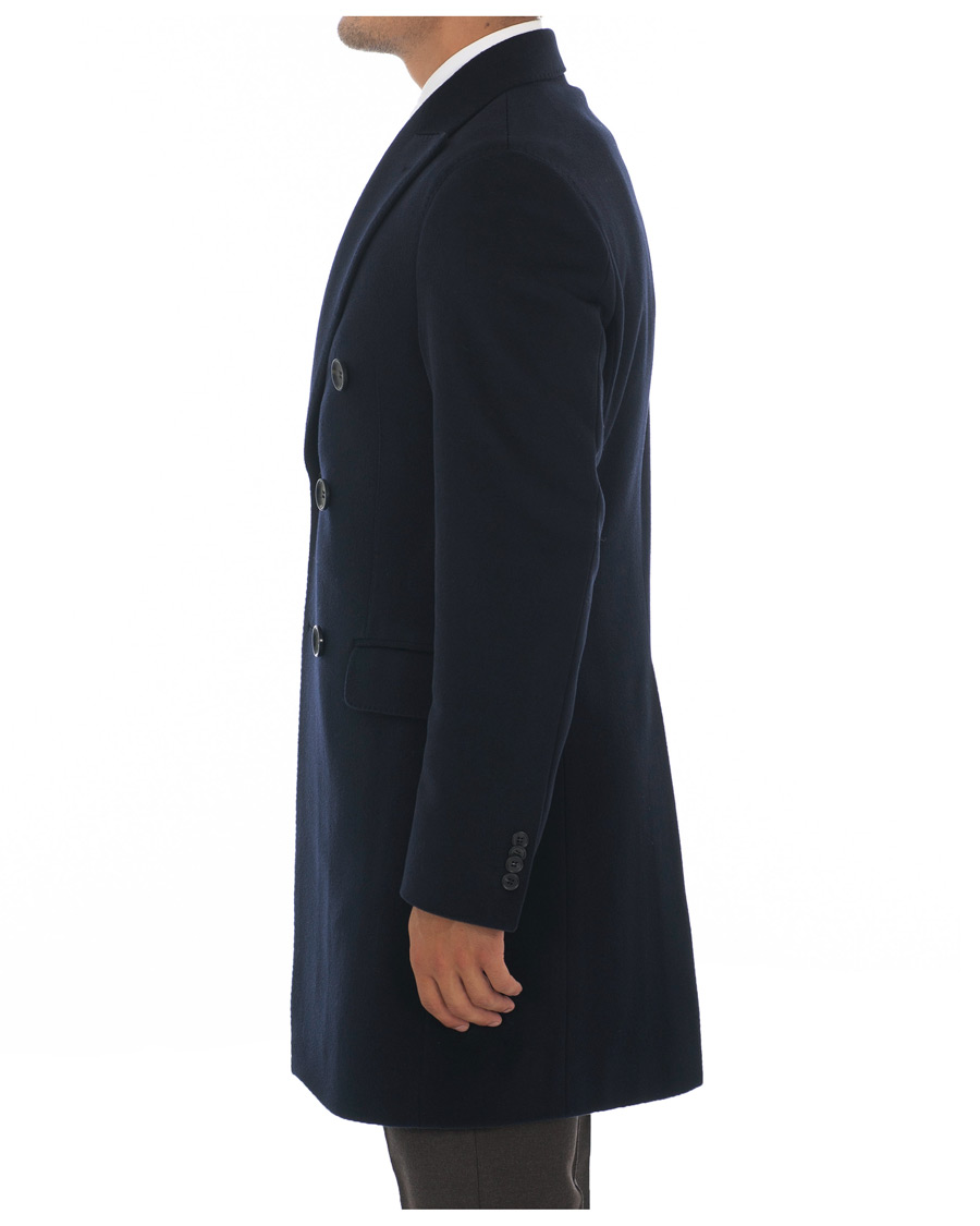 Herr | Jackor | Oscar Jacobson | Sebastian Wool/Cashmere Double Breasted Coat Navy