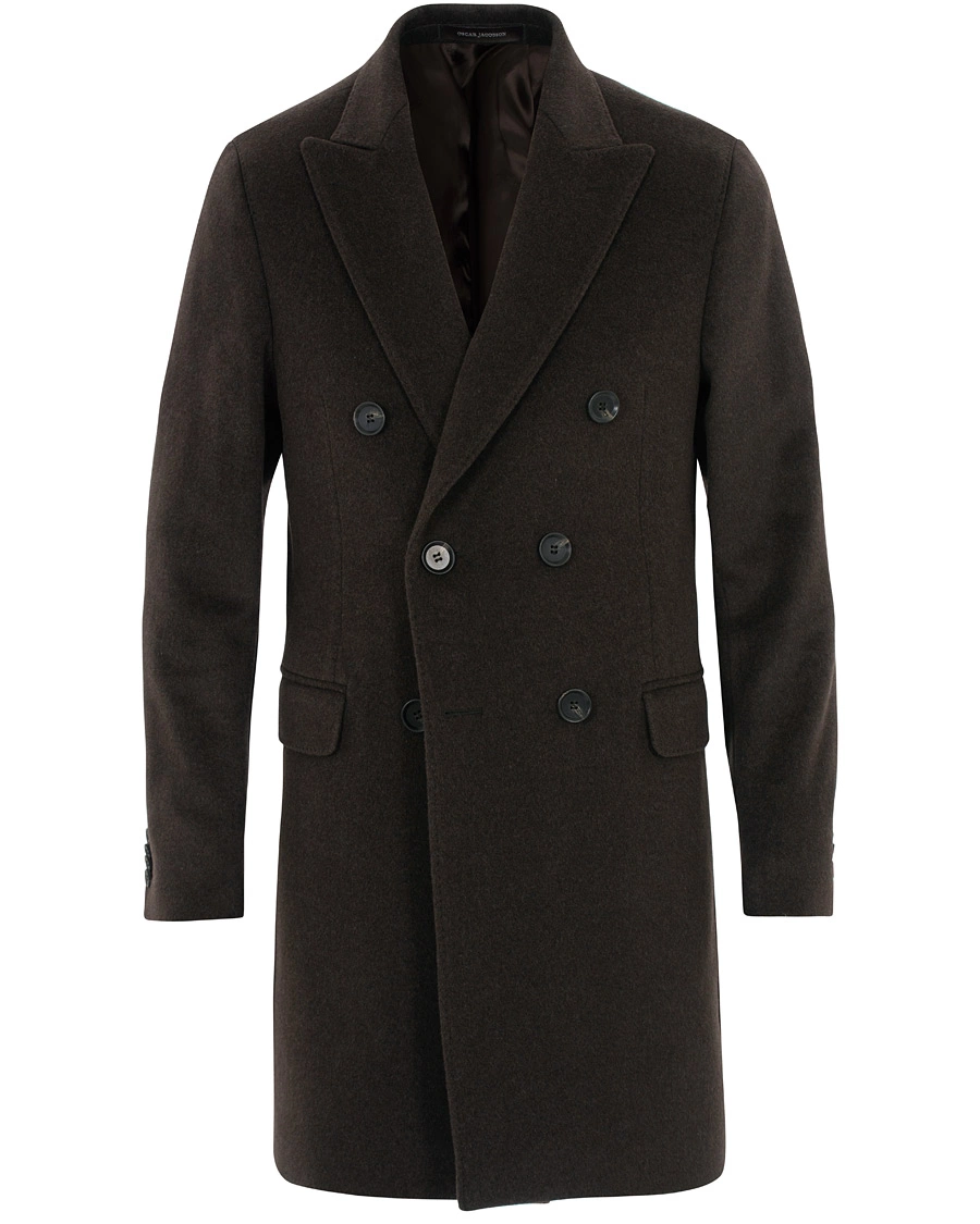 Herr | Jackor | Oscar Jacobson | Sebastian Wool/Cashmere Double Breasted Coat Brown