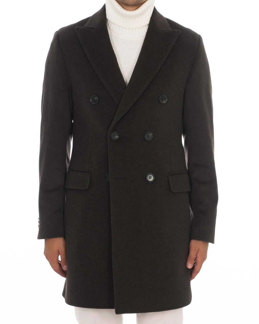 Herr | Jackor | Oscar Jacobson | Sebastian Wool/Cashmere Double Breasted Coat Brown