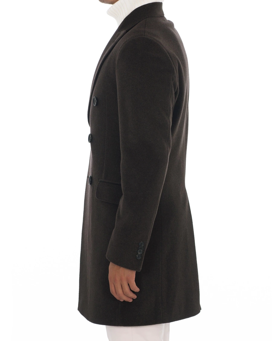 Herr | Jackor | Oscar Jacobson | Sebastian Wool/Cashmere Double Breasted Coat Brown