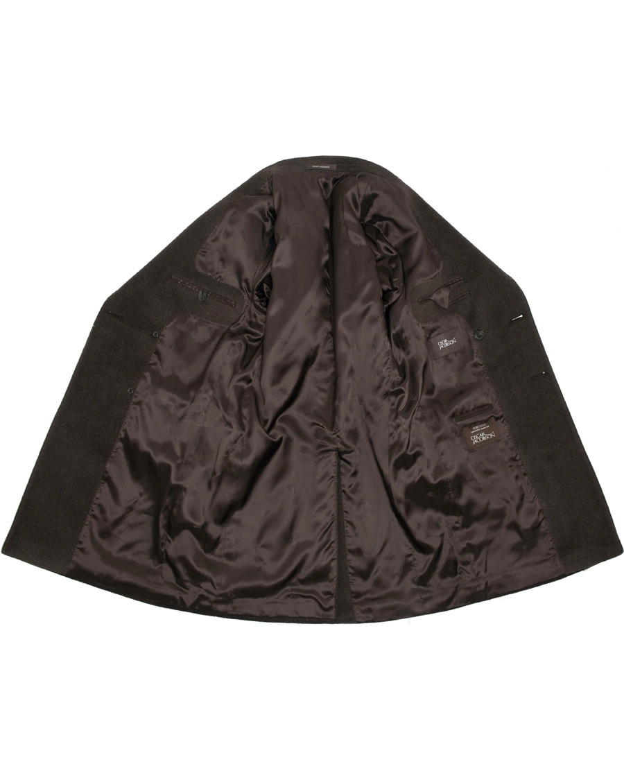 Herr | Jackor | Oscar Jacobson | Sebastian Wool/Cashmere Double Breasted Coat Brown