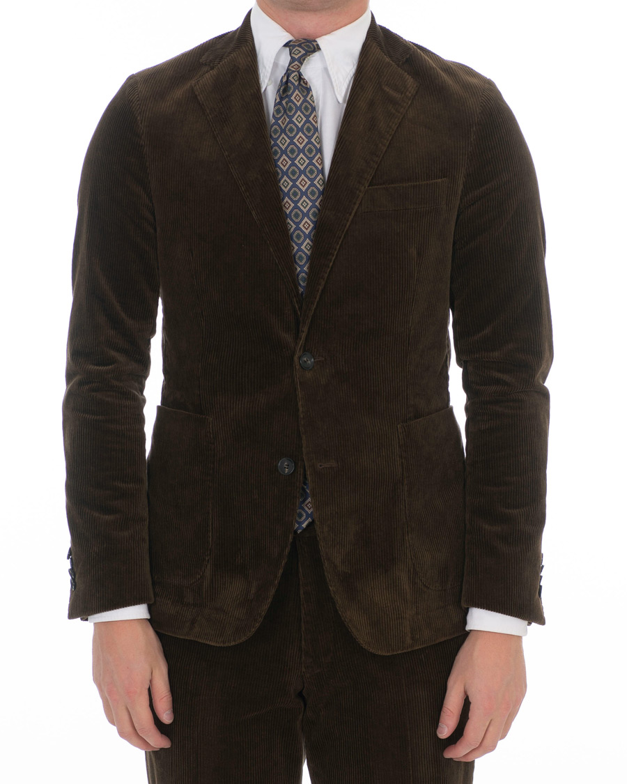 Herr | Kavajer | Oscar Jacobson | Einar Patch Pocket Corduroy Blazer Tobacco