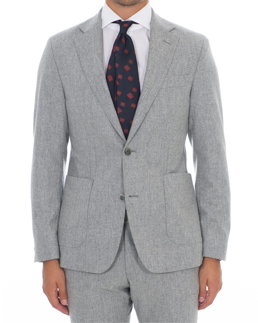 Herr | Kavajer | Oscar Jacobson | Einar Patch Pocket Flannel Blazer Light Grey