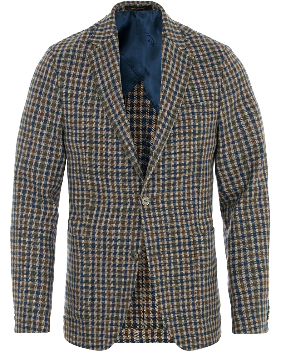 Herr | Kavajer | Oscar Jacobson | Einar Checked Patch Pocket Blazer Beige