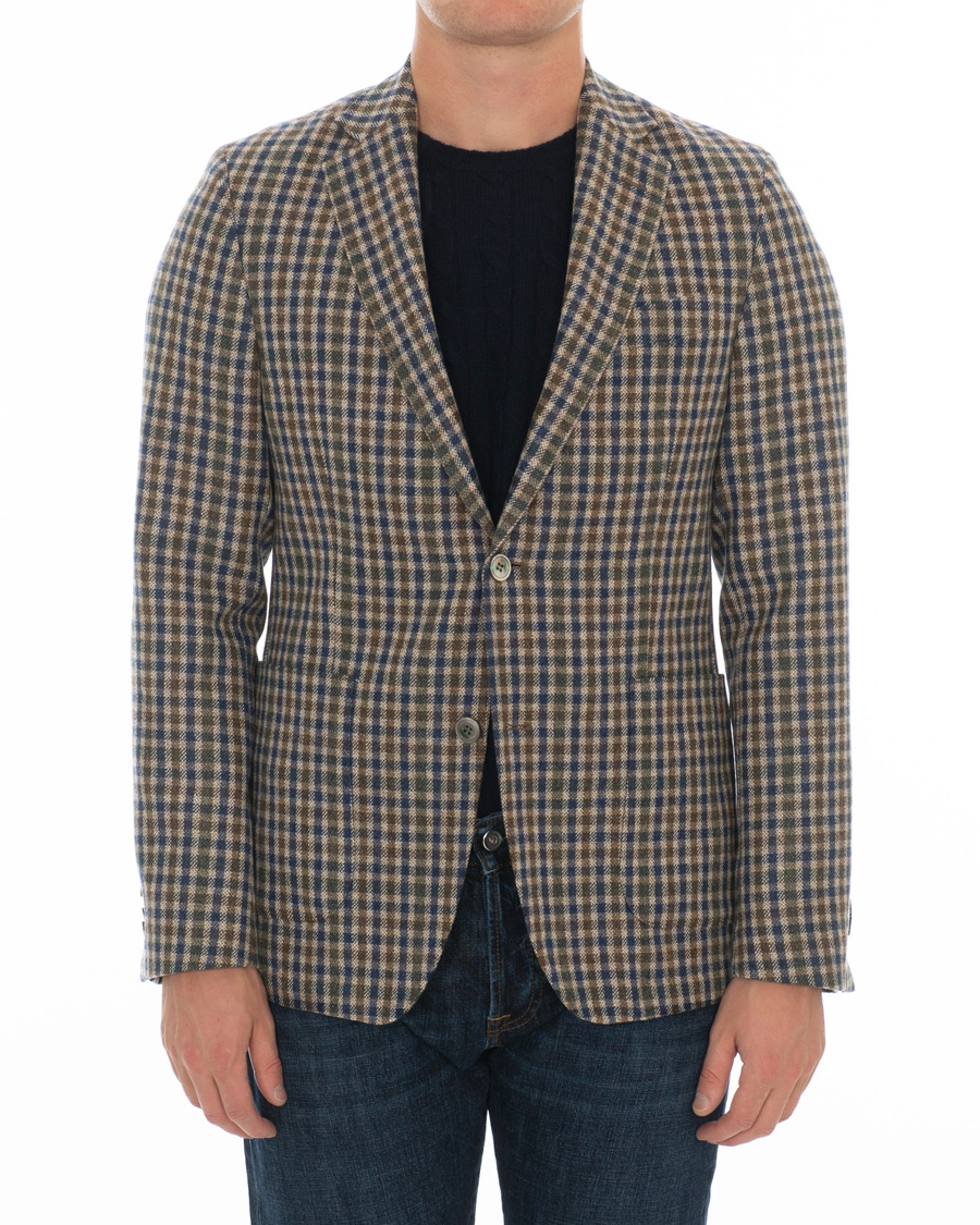 Herr | Kavajer | Oscar Jacobson | Einar Checked Patch Pocket Blazer Beige