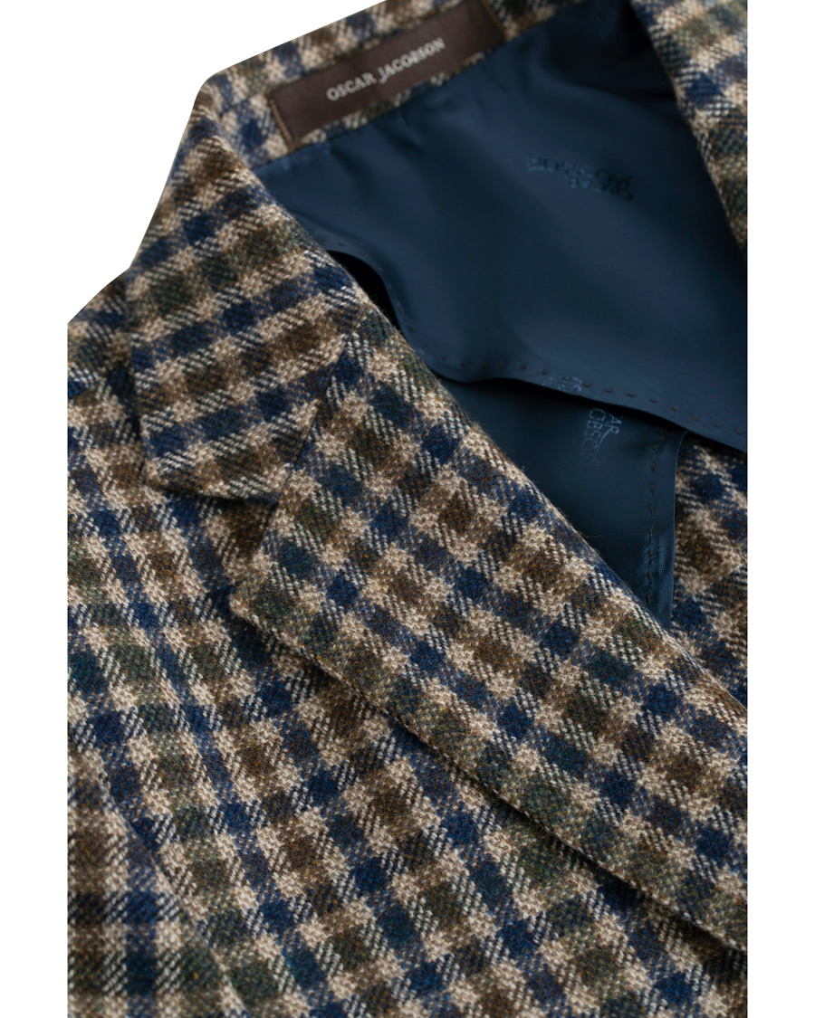 Herr | Kavajer | Oscar Jacobson | Einar Checked Patch Pocket Blazer Beige