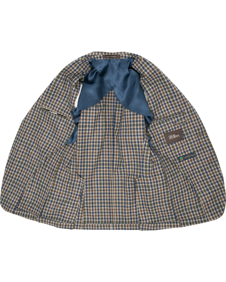 Herr | Kavajer | Oscar Jacobson | Einar Checked Patch Pocket Blazer Beige