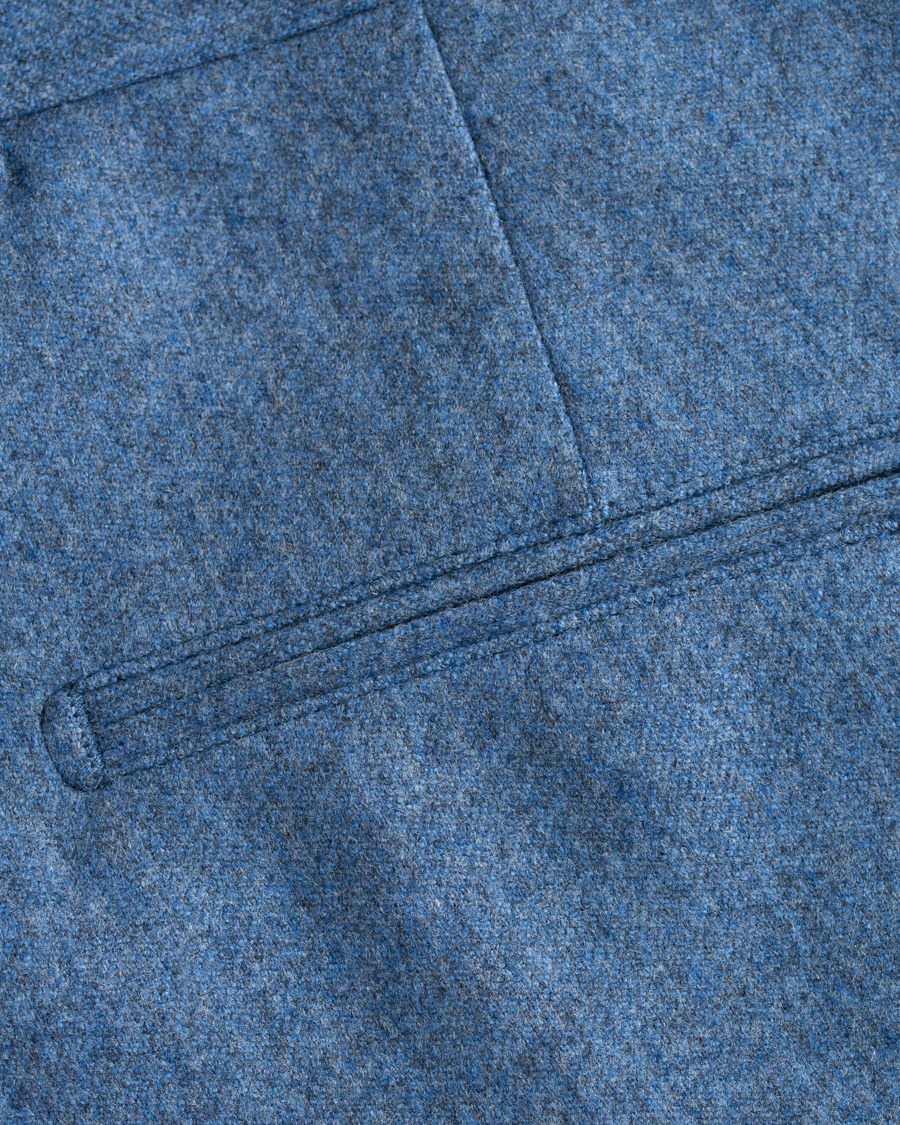 Herr | Byxor | Oscar Jacobson | Dean Turn Up Flannel Trousers Light Blue