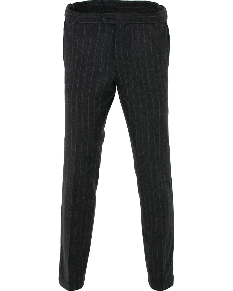 Herr | Byxor | Oscar Jacobson | Nilo Chalkstripe Side Adjuster Trousers Dark Grey