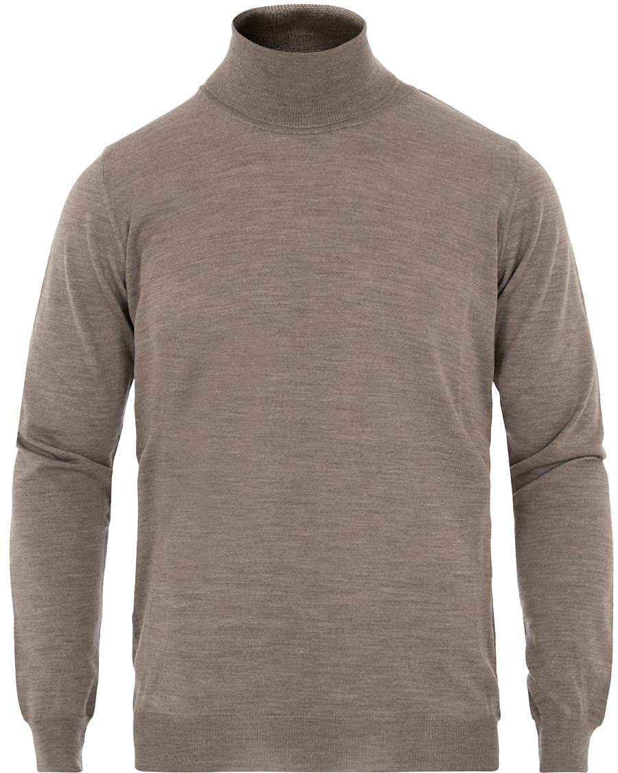Herr | Tröjor | Oscar Jacobson | Cole Extra Fine Merino Rollneck Beige