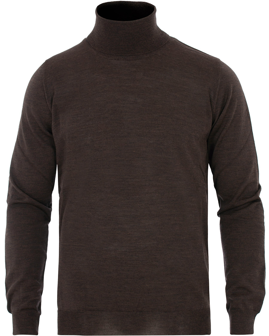 Herr | Tröjor | Oscar Jacobson | Cole Extra Fine Merino Rollneck Brown