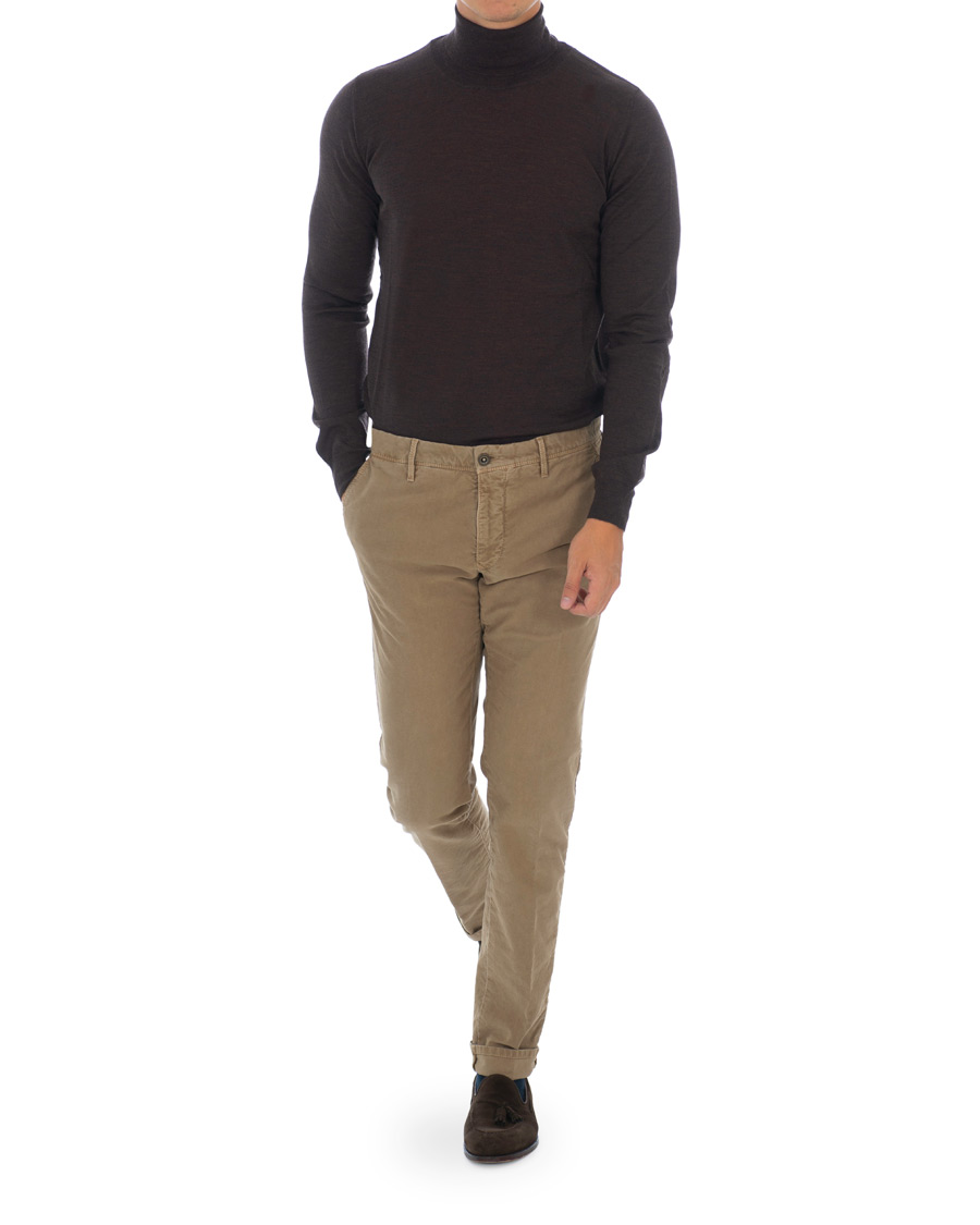 Herr | Tröjor | Oscar Jacobson | Cole Extra Fine Merino Rollneck Brown