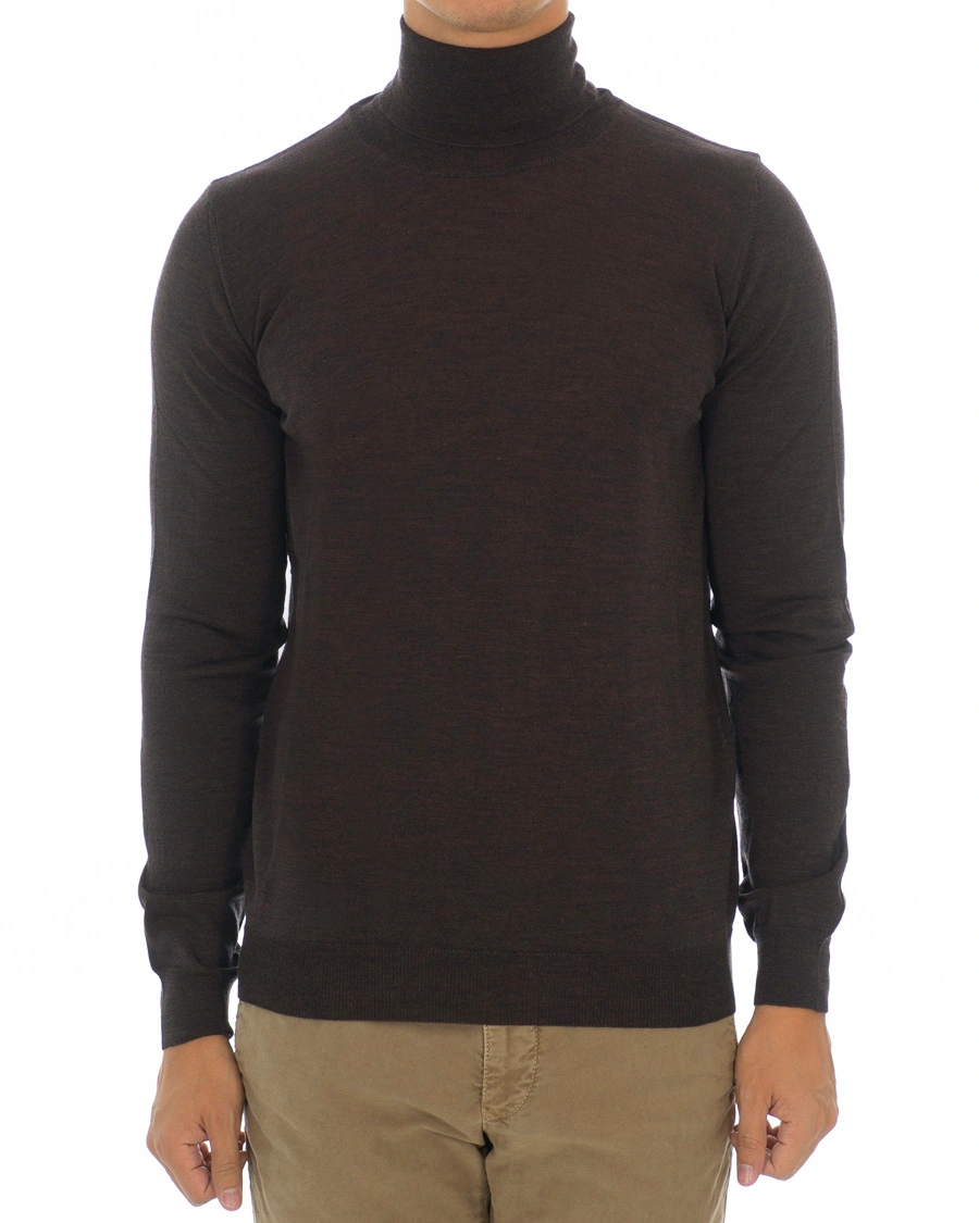 Herr | Tröjor | Oscar Jacobson | Cole Extra Fine Merino Rollneck Brown